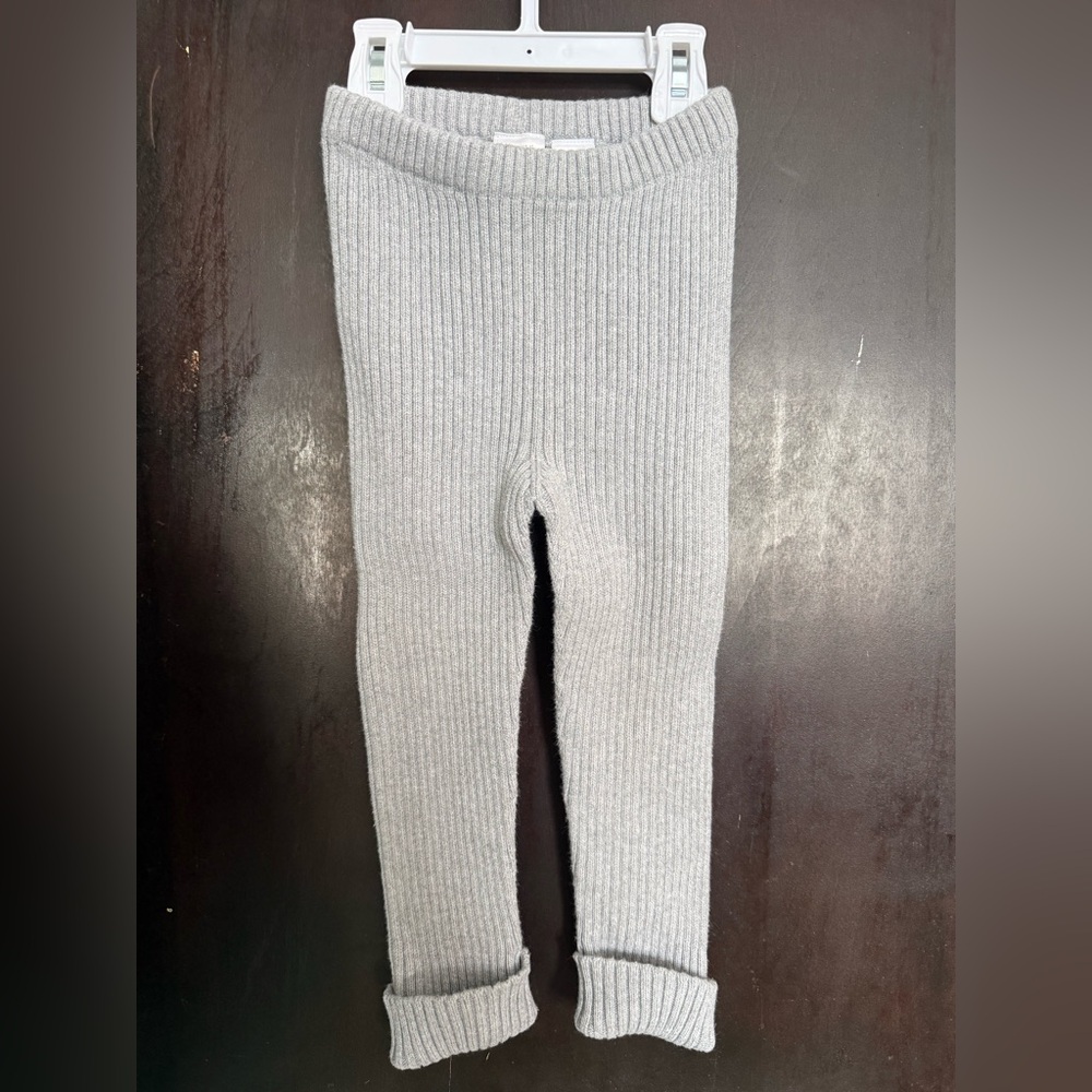 Hanna Andersson Gray Ribbed Knit Kids Leggings 3T
